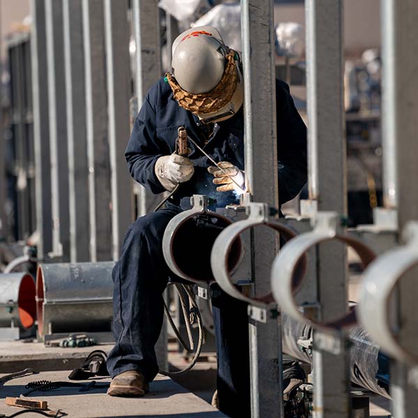 Substation with worker