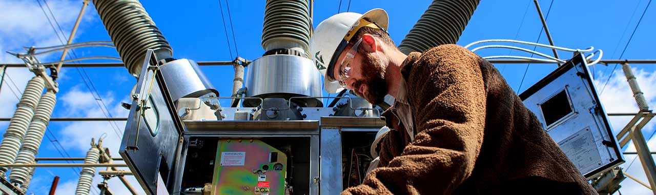 Substation with worker