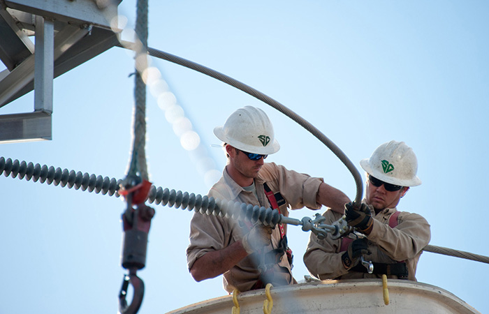 Linemen working on the powerlines