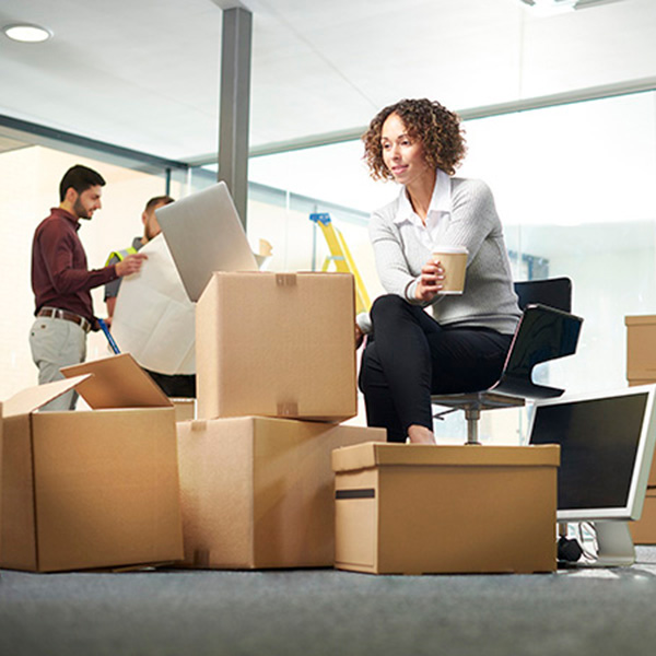 Lady Moving boxes