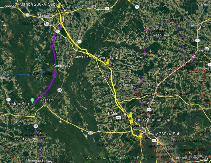 Map of Marion Conway powerline project