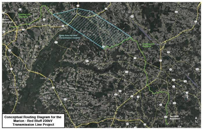 Map of Marian-Red Bluff