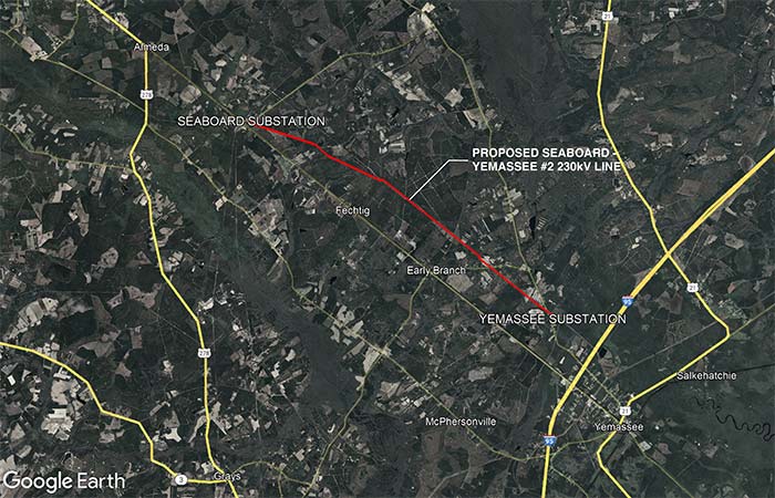 Map of Yemassee-Seaboard