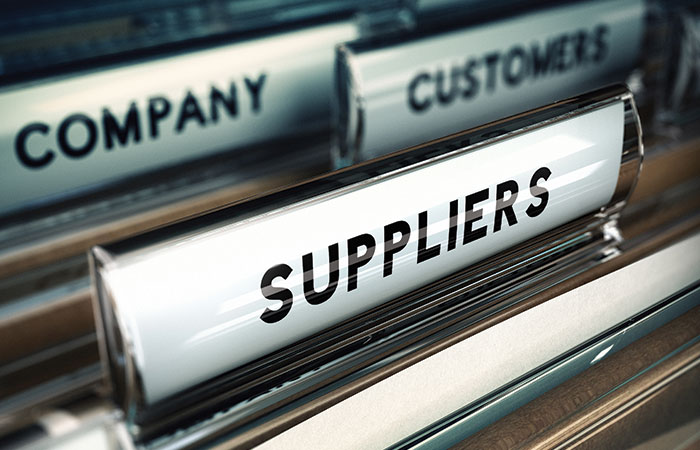 Filing system focused on file for Suppliers