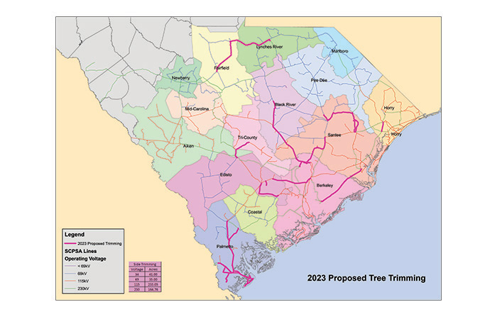 Map of proposed tree trimming