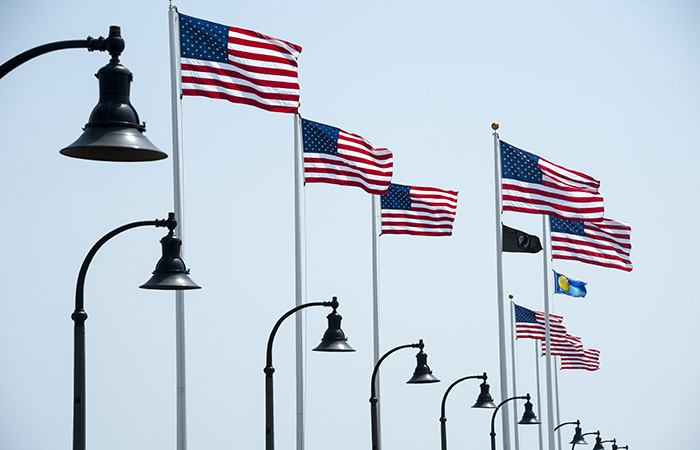 American Flags waving