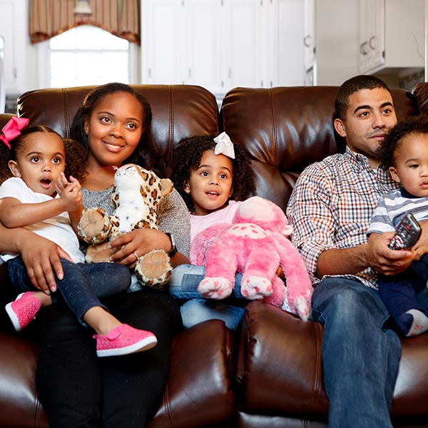 family on couch