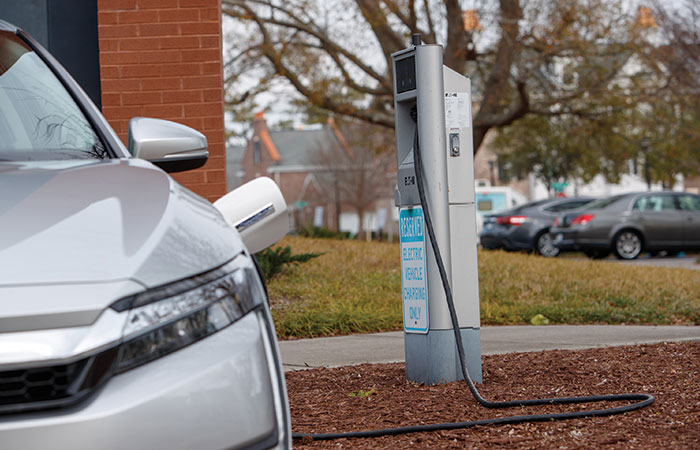 EV next to charging station