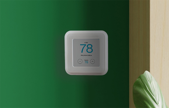 smart thermostat on wall