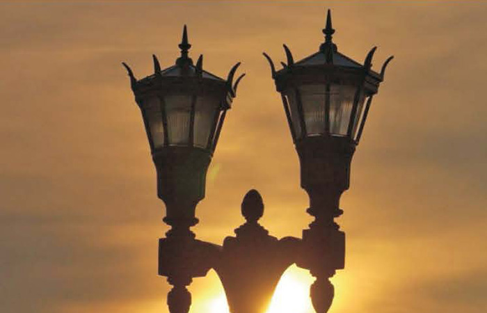 Outdoor lighting at sunset