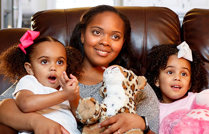 family on couch