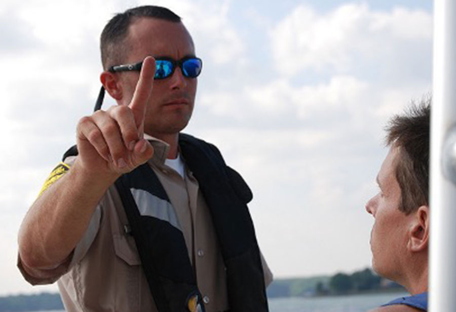 Officer telling someone no