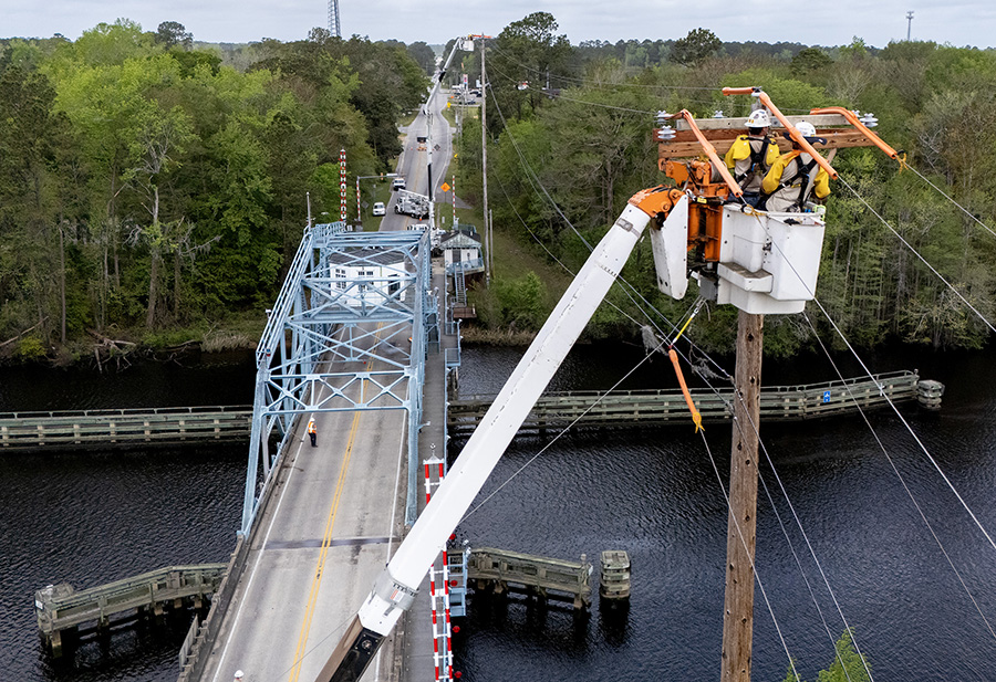 Linemen working on power lines